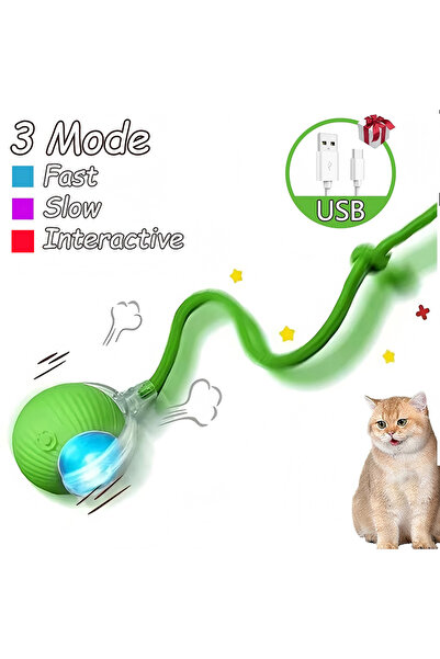 Choice5 لعبة كرة تفاعلية للقطط الخضراء، كرة دوارة أوتوماتيكية، ذيل صناعي، لعب...