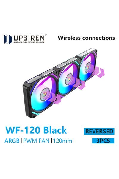 Choice1 مروحة هيكل A-RGB أخرى معكوسة سوداء UPSIREN WF-120 ARGB PWM 3 قطع ARGB...