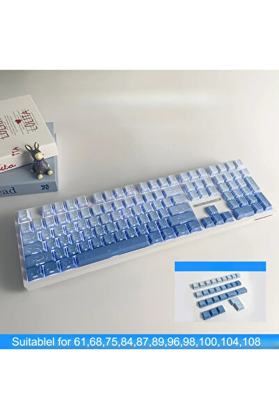 Choice 135Sky Blue Red Contour Side Printed Shine Through Keycaps Cherry Prof...