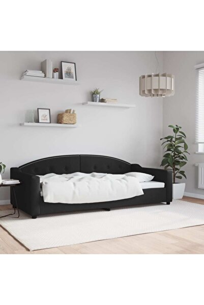 Concept Pat de zi, negru, 90x200 cm, material textil