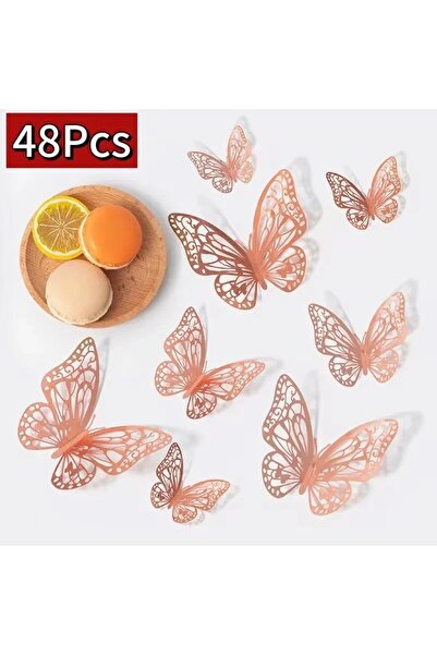 choice2 style-03 48pcs Gold Silver Hollow Butterfly Wall Stickers 3D Butterfl...