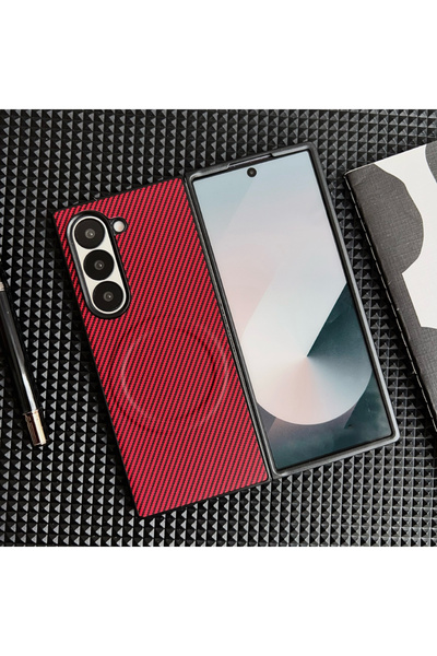 Choice14 هاتف سامسونج جالاكسي زد فولد 6 أحمر اللون، يدعم الشحن اللاسلكي المغن...