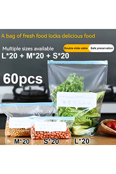 Choice1 سماكة 0.1 مم، 20 كيسًا كبيرًا، 20 كيسًا متوسطًا، 20 كيسًا صغيرًا، 60 ...