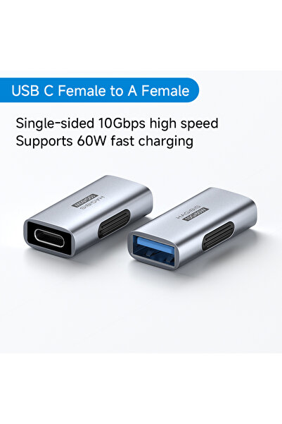 Choice محول هاجيبس الرمادي من USB-C أنثى إلى USB أنثى، محول USB 3.2 OTG، شاحن...