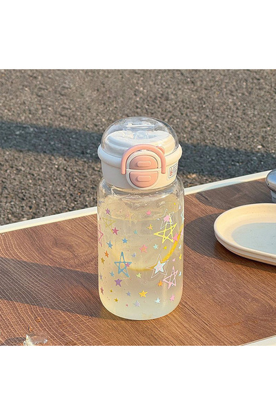 Choice5 زجاجة ماء بيضاء لطيفة سعة 500 مل مع شفاطة، كوب ماء بلاستيكي محمول بغط...