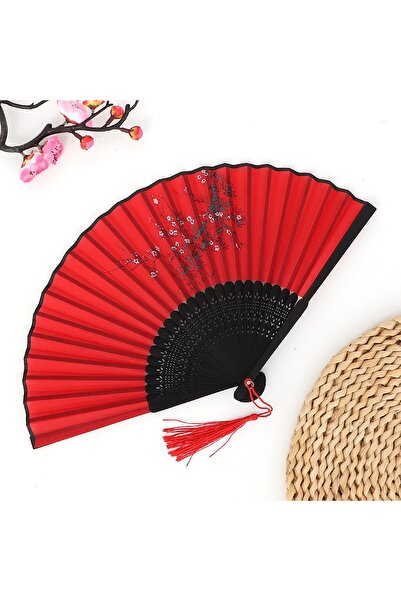 Choice19 مروحة قابلة للطي من بامبو ، مقاس واحد، صينية يابانية، مزينة بشرابة م...