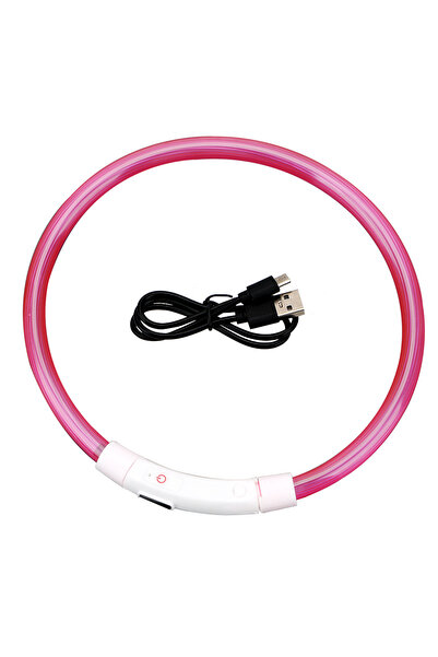 Choice1 Pink Led Light Dog Collar Detachable Glowing USB Charging Luminous Le...