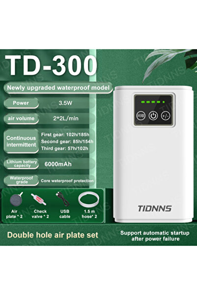 Choice6 TD-300 PLATE Aquarium Fish Tank Oxygen Pump Charging Dual-Purpose Air...