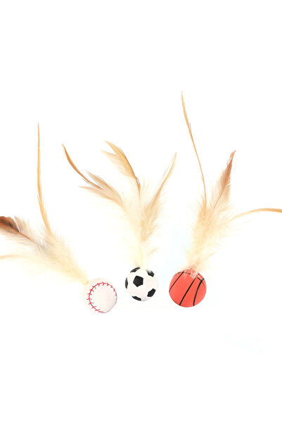 Choice 3 قطع من كرات اللعب التفاعلية للقطط، كرات نطاطة مزينة بالريش، مناسبة ل...