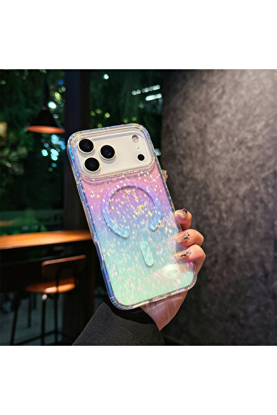 Choice22 جراب مغناطيسي لامع بألوان متدرجة مرصع بالألماس لهاتف iPhone 17 Pro M...