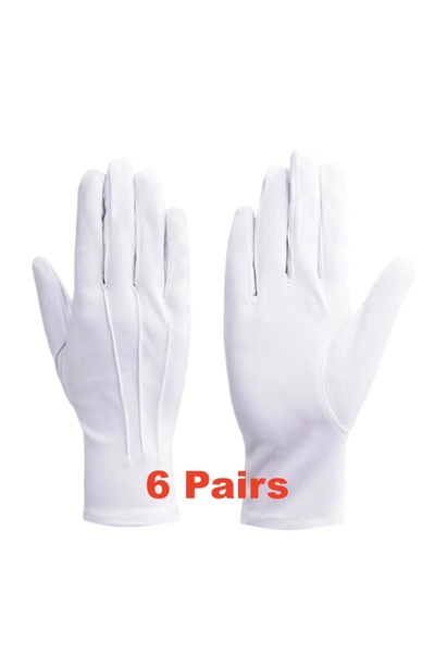 Choice1 قفازات قطن بيضاء بيضاء مقاس واحد، 6 أزواج، للرجال، قفازات رسمية للبدل...