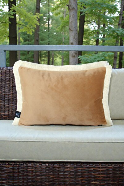 LUX VIE غطاء وسادة 35x50 سم من قماش بيبي فيس مع شراشيب كريمية
