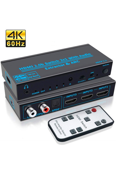 Choice black HDMI-Compatible Switch Audio Extractor 4K@60Hz ARC Toslink SPDIF...