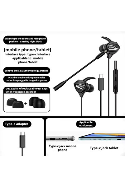 Choice Lenovo Typec In-Ear Gaming Low Latency Anc Headset Dual Microphone Noi...