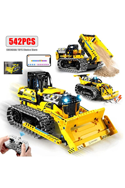 choice2 مجموعة بناء جرافة/شاحنة تحكم عن بعد 3 في 1 مكونة من 542 قطعة، تتضمن 5...