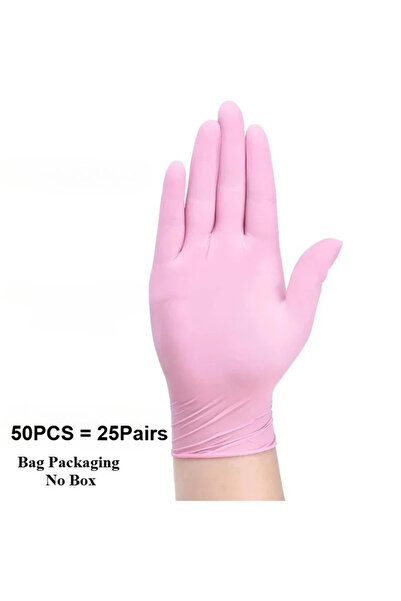 Choice S 50PCS 10-100PCS Pink Disposable Nitrile Gloves Waterproof Anti-stati...