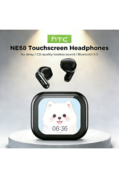 Choice1 سماعات أذن بلوتوث HTC NE68 سوداء بتقنية الذكاء الاصطناعي، شاشة لمس LE...
