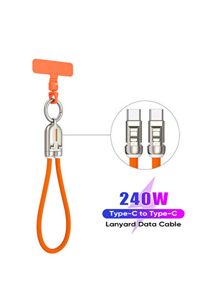 Choice1 كابل بيانات برتقالي بطول 30 سم، 48 فولت، 5 أمبير، من النوع C إلى النو...