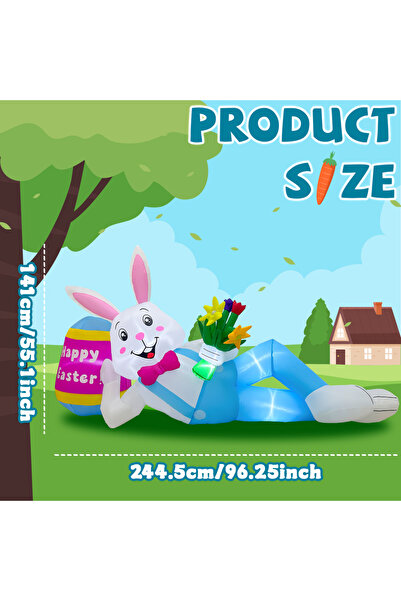 Choice1 EU-PLUG 8FT OurWarm 8FT Easter Inflatables Outdoor Decor, Lying Infla...