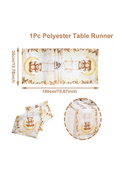Choice1 النمط 1، مقاس 180×35 سم، مفرش مفرش طاولة طويل بنقشة دب كرتوني، مناسب ...