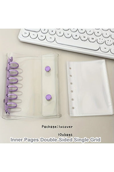 Choice4 مجموعة مجلدات A7 بتصميم ماكارون، لون بنفسجي، مع غلاف بستة ثقوب و10 أك...