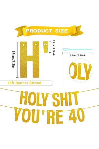 Choice 40th Banner Gold Glitter Holy Shit You're 40 Birthday Banner Party Dec...