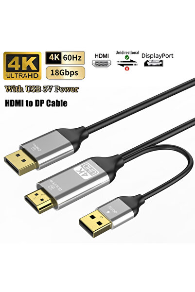 Choice Black 200cm HDMI to DisplayPort Cable 4K@60Hz Uni-Directional Adapter ...