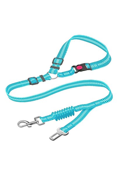 choice2 حزام أمان أزرق قابل للتعديل ومتين للكلاب في السيارة - حبل جر كبير مخط...