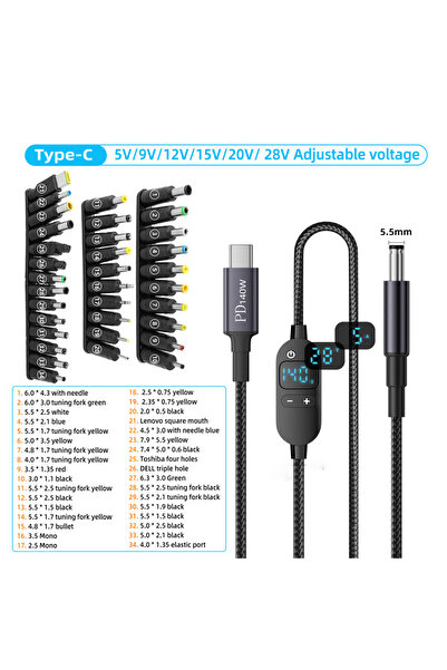 Choice4 140W-TYX-BZ-34in3 USB C to DC Power Cable 140W Type C to 5V 9V 12V 15...
