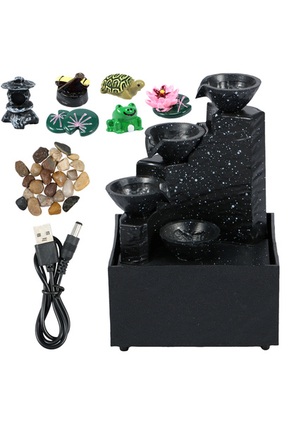 Choice7 نافورة سطح الطاولة بتصميم شلال، ديكور منزلي للاسترخاء والتأمل، إضاءة ...