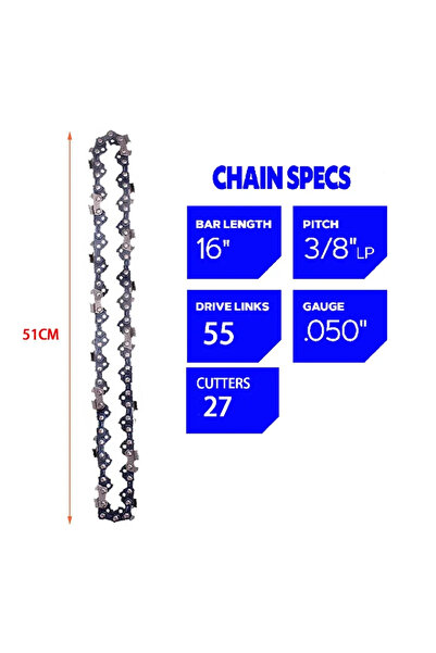 Choice1 سلسلة منشار عمودي مقاس 16 بوصة، 55 وصلة، 10/12/14/16 بوصة، 3/8 بوصة، ...