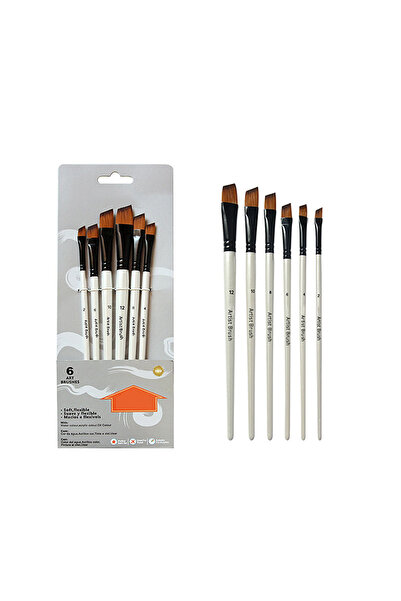 Choice3 Oblique head set Two-tone Nylon Hair Brush Pearl White Wood Pole for ...