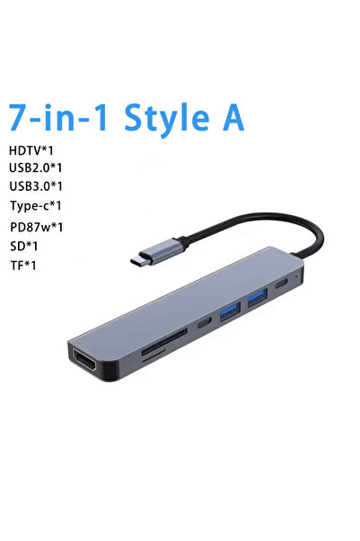Choice1 موزع USB-C متعدد الوظائف 7 في 1 من النوع A إلى منفذ HDMI بدقة 4K، يدع...