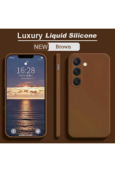 Choice77 جراب سيليكون سائل ناعم من مادة TPU، بني اللون، لهاتف سامسونج S25، مت...