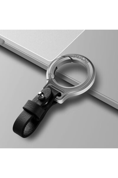 Choice5 سلسلة مفاتيح من سبائك التيتانيوم جلد البقر، مشبك حزام ، حامل مفاتيح س...