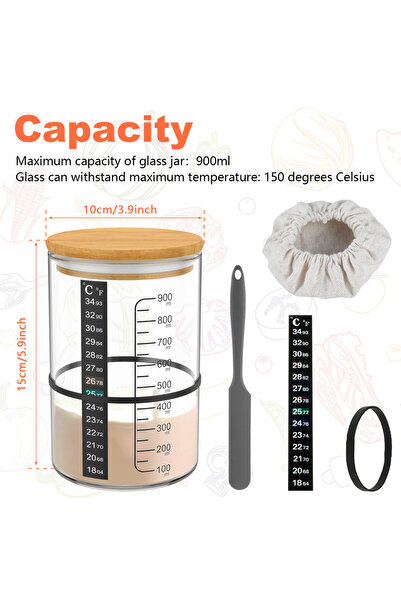 choice2 Style 3 Sourdough Starter Jar Kit Sourdough Starter Container Baking ...