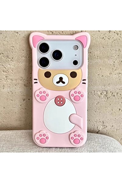 Choice9 جراب سيليكون ناعم وردي ثلاثي الأبعاد بتصميم دب كرتوني لطيف لهاتف آيفو...