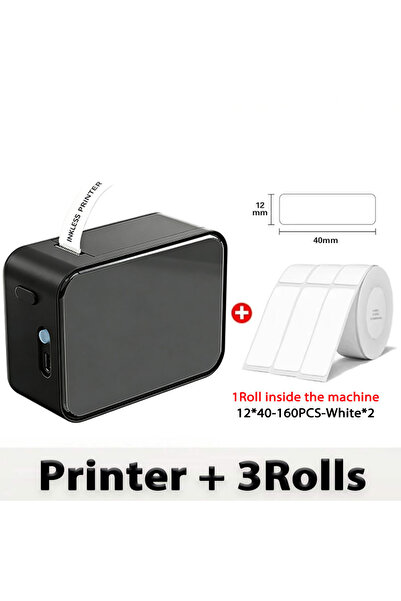 choice2 طابعة ملصقات ماركلايف P15 صغيرة محمولة، حبر أسود، 3 لفات حبر، ملصقات ...