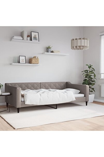 Concept Cadru de pat, gri taupe, 100 x 200 cm, material textil