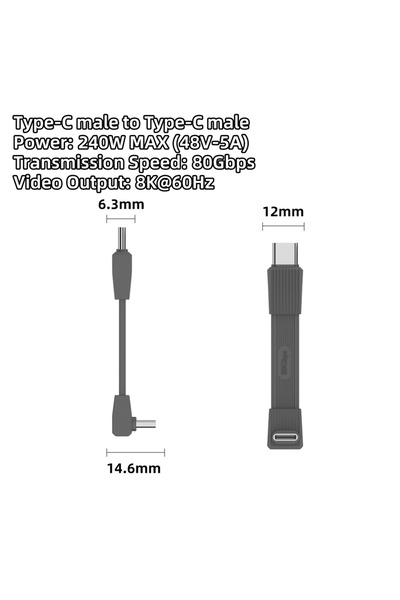 Choice29 60mm FPC-240W-GG-SH USB 4.0 Type-C to Type-C cable 240W fast chargin...