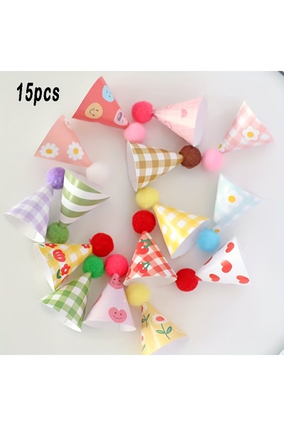 Choice 15pcs 15Pcs/SET Mini Birthday Hat Cake Toppers DIY Cake Decoration Kid...