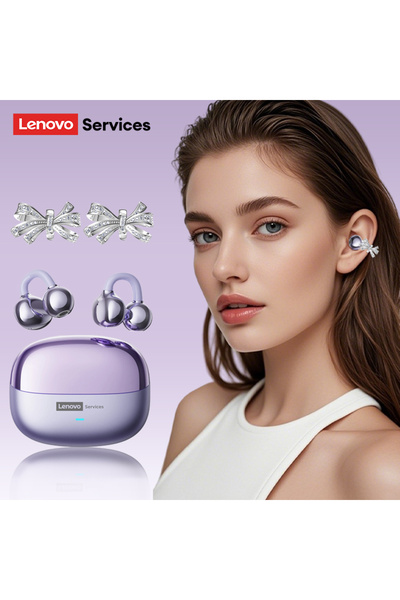 Choice13 سماعات أذن لاسلكية لينوفو بيربل بو تشويس LE302 OWS بمشبك للأذن، تدعم...