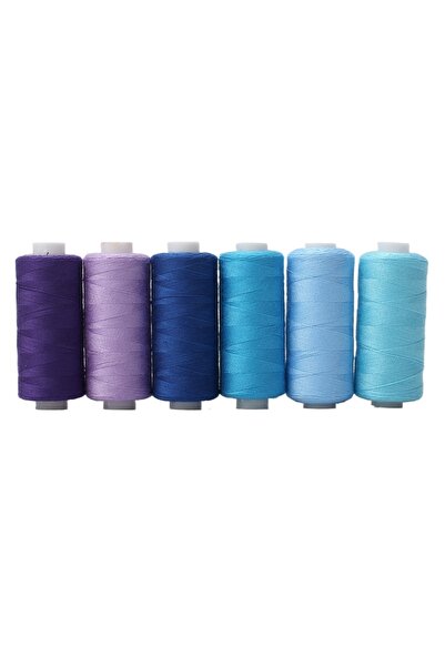 Choice Blue series 6pcs Vibrant Polyester Sewing Thread Set - Premium DIY Emb...