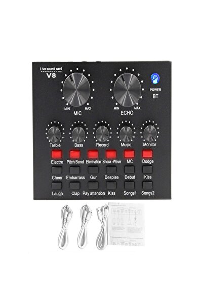 Choice black V8 Sound Card Audio Set Interface External Usb Live Microphone S...