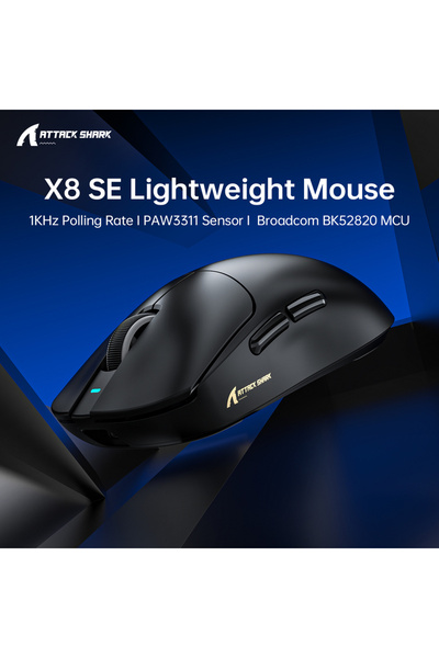 Choice1 ماوس الألعاب X8SE الأسود المخصص من ATTACK SHARK X8 Ultra X8 SE، اتصال...