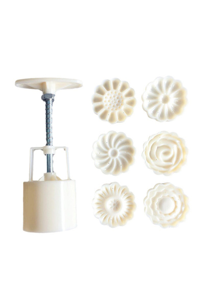 Choice1 مجموعة واحدة من قوالب كعك القمر البيضاء بنقوش وأختام، مناسبة لكعكات م...