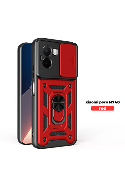 Choice1 جراب حماية أحمر مقاوم للصدمات لهاتف بوكو M7 4G، حامل للسيارة، غطاء حم...