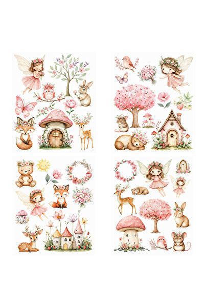 Choice Colorful 4pcs Magical Pink Garden Fairies DIY UV DTF Rub On Transfer S...