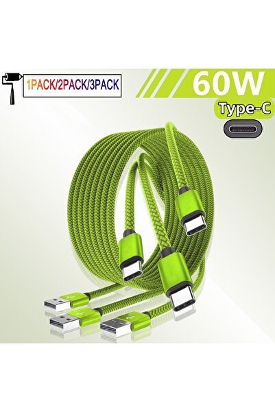 Choice1 كابل شحن USB من النوع A إلى النوع C بطول 1 متر، 3 قطع، أخضر (قطعة واح...