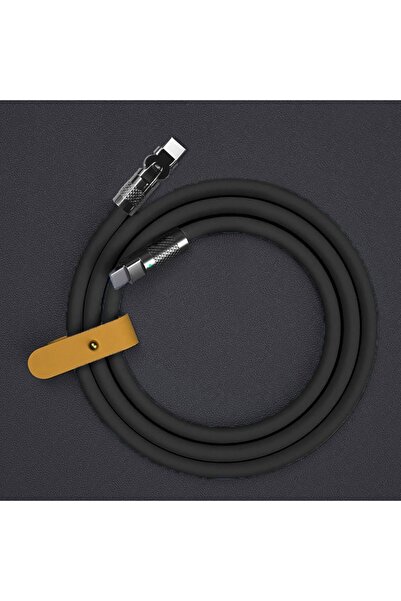 Choice4 كابل أسود بطول 1 متر/2 متر من النوع C، مصنوع من السيليكون، مزود بمرفق...